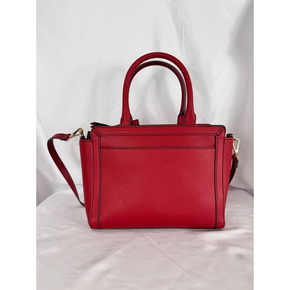 Liz Claiborne Satchel Purse Top Handle Crossbody Red Gold Hardware - Picture 2 of 11